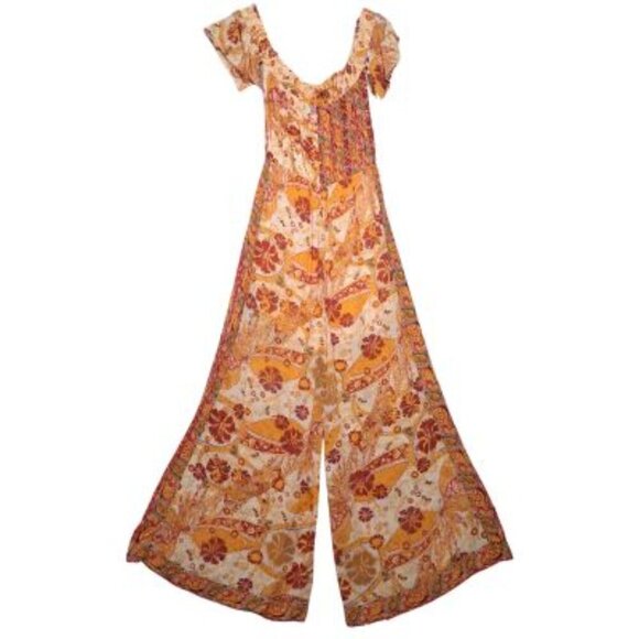 Free People Carmen Off-the-Shoulder Jumpsuit in Golden Gate - Picture 3 of 7